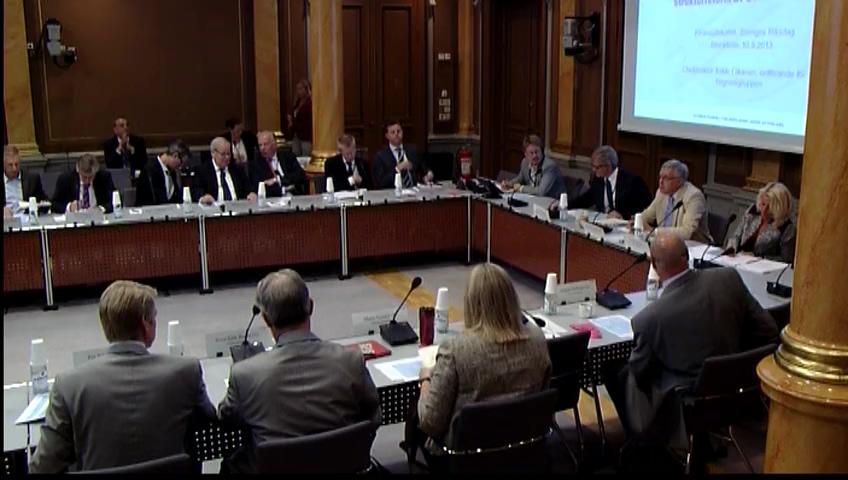 Stillbild från Öppen utfrågning, Öppen utfrågning om att förebygga och hantera finansiella kriser