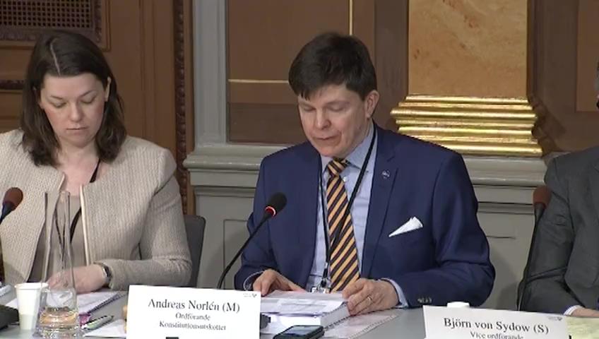 Stillbild från Öppen utfrågning, KU-utfrågning med anledning av Transportstyrelsens it-upphandling