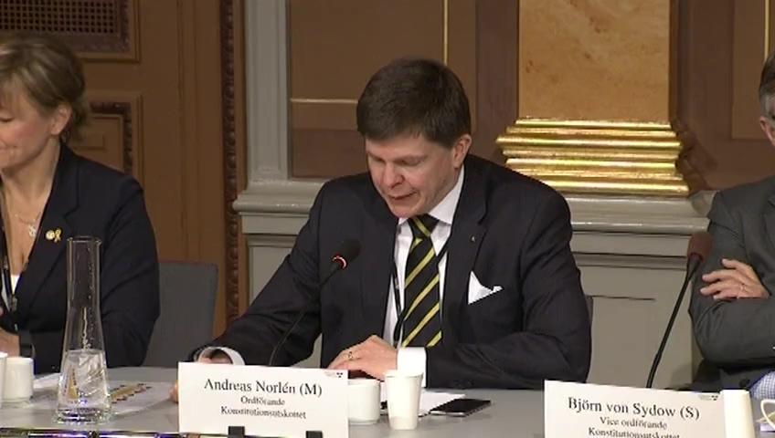 Stillbild från Öppen utfrågning, KU-utfrågning med justitie- och migrationsminister Morgan Johansson (S)