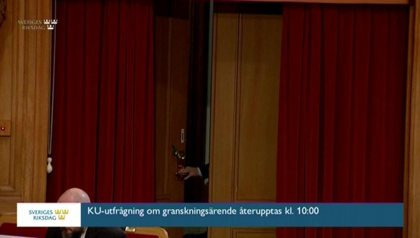 Stillbild från Öppen utfrågning, KU-utfrågning med försvarsminister Peter Hultqvist (S)