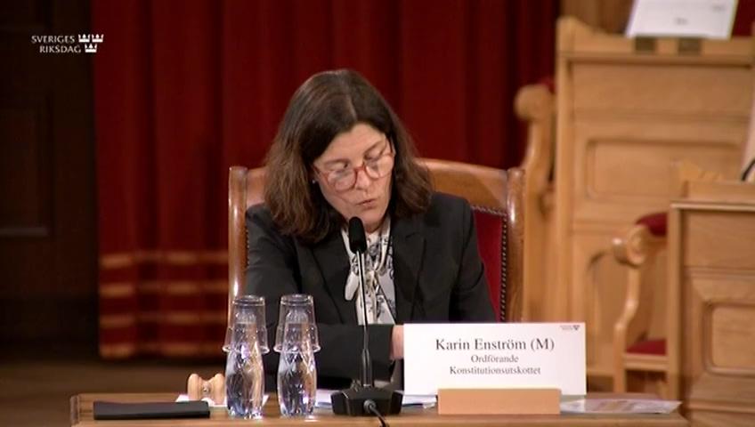 Stillbild från Öppen utfrågning, KU-utfrågning med försvarsminister Peter Hultqvist (S)