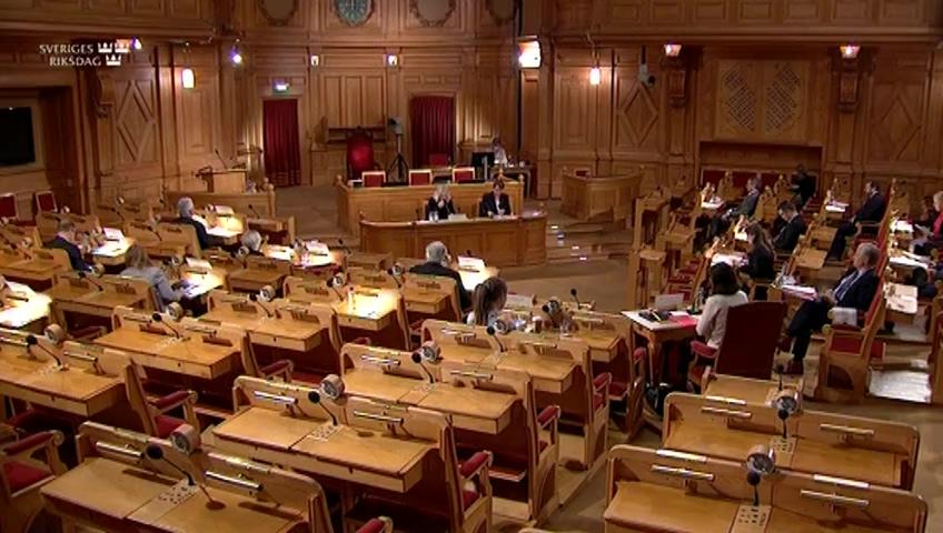 Stillbild från Öppen utfrågning, KU-utfrågning med socialminister Lena Hallengren (S)