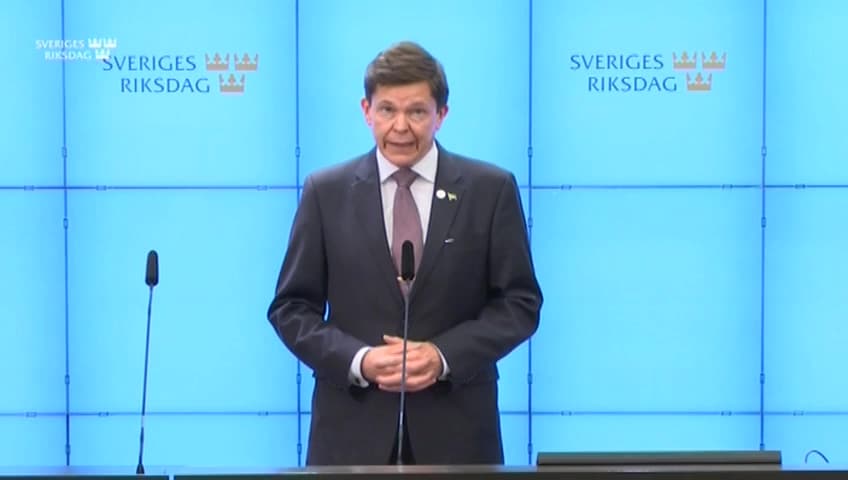 Stillbild från Presskonferens, Pressträff med talman Andreas Norlén