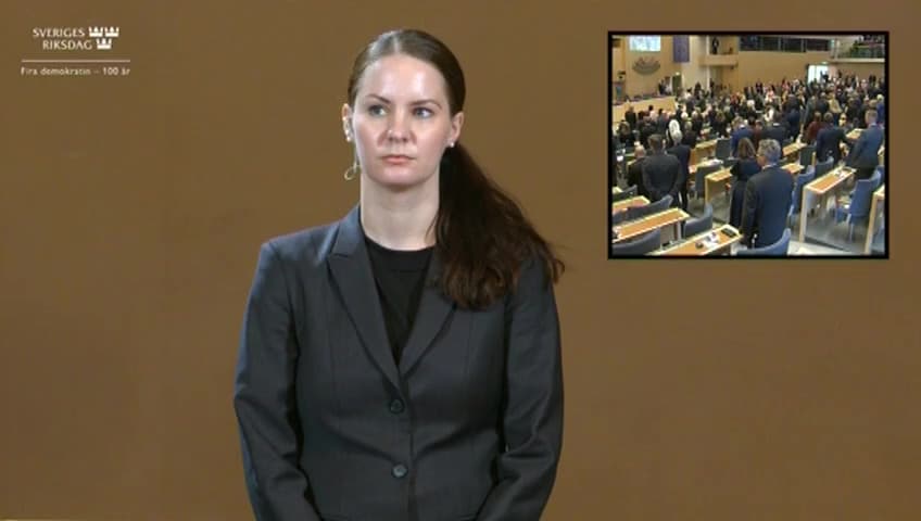 Stillbild från Riksmötets öppnande, Riksmötets öppnande – teckenspråkstolkad