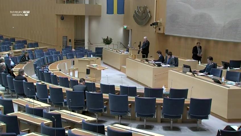 Stillbild från Debatt om förslag, Utgiftsområde 1 Rikets styrelse