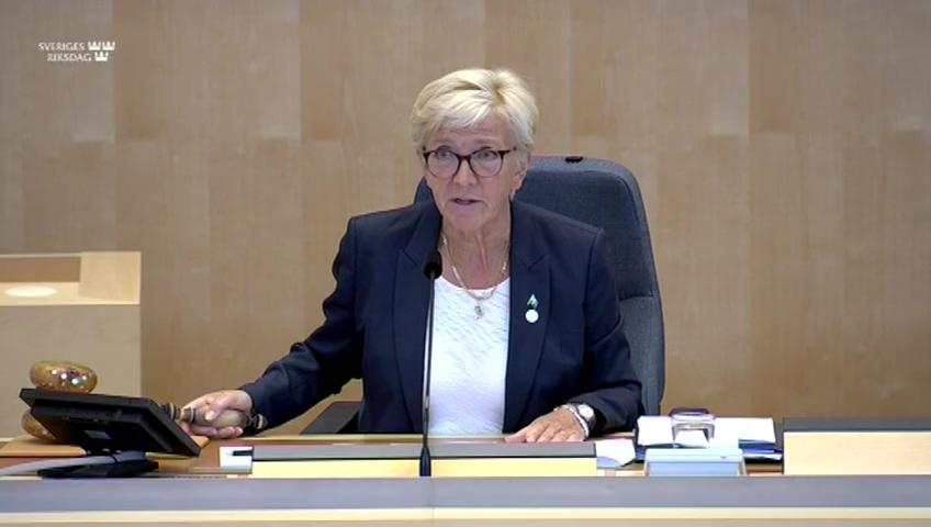 Stillbild från Debatt om förslag, Ändring i riksbankslagen till stöd för samarbete med internationella organ