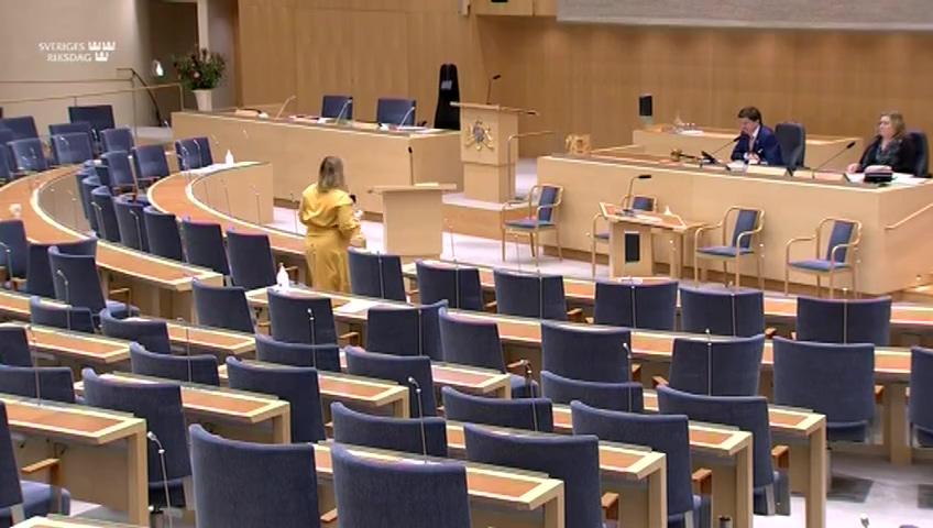 Stillbild från Debatt om förslag, Försörjningskravet för uppehållstillstånd enligt tillfälliga lagen