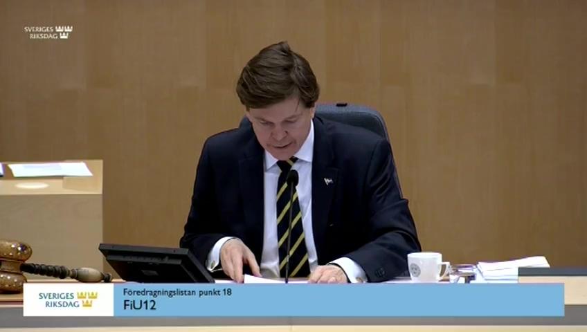 Stillbild från Debatt om förslag, Några frågor om clearing av OTC-derivat och om transaktioner för värdepappersfinansiering