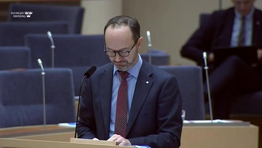 Stillbild från Interpellationsdebatt, Miljömålen och infrastrukturplaneringen