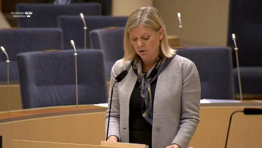 Stillbild från Interpellationsdebatt, Effekter på arbetslinjen av försämrat reseavdrag