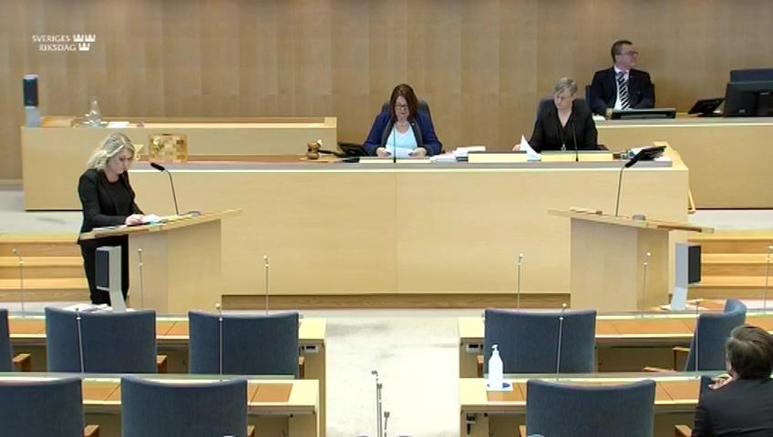 Stillbild från Interpellationsdebatt, Säkerhetsbrister vid Sis ungdomshem