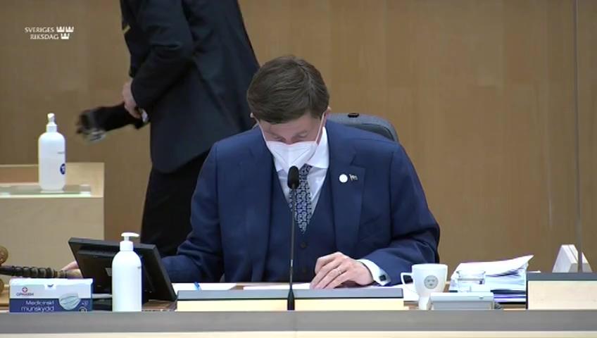 Stillbild från Debatt om förslag, Riksrevisionens rapport om Finansinspektionens arbete för att motverka intressekonflikter