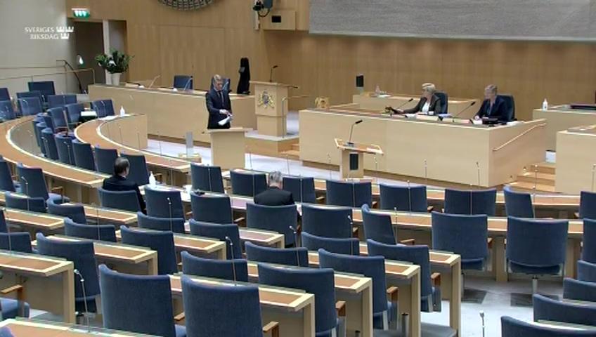 Stillbild från Interpellationsdebatt, Fossilfri el och bioenergi som hållbara investeringar i EU