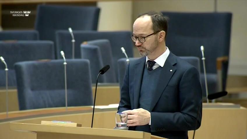 Stillbild från Interpellationsdebatt,  Planering av järnvägen mellan Göteborg och Borås