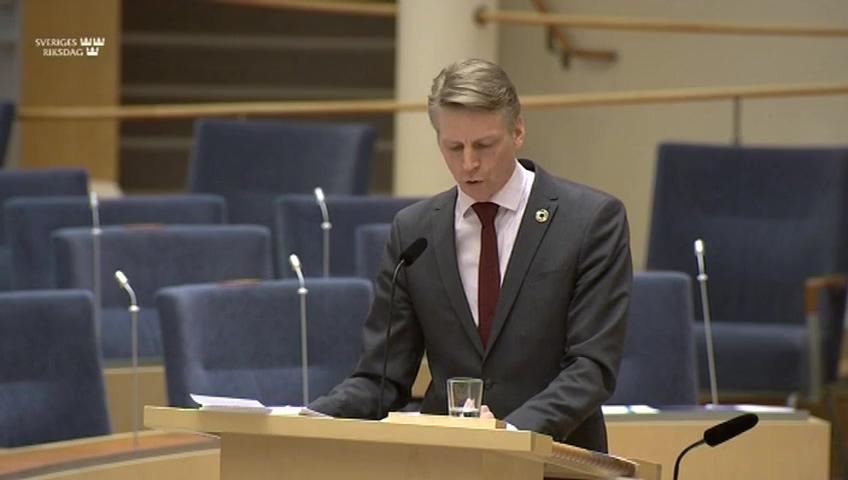 Stillbild från Interpellationsdebatt, Utbyggnaden av vindkraft