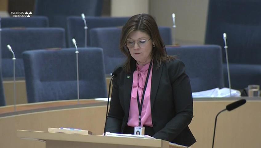 Stillbild från Interpellationsdebatt, Konsumenters ansvar för arbetsmiljön vid delad entreprenad