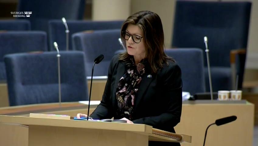 Stillbild från Interpellationsdebatt, Åtgärder för arbetsmiljön inom vård- och omsorgssektorn