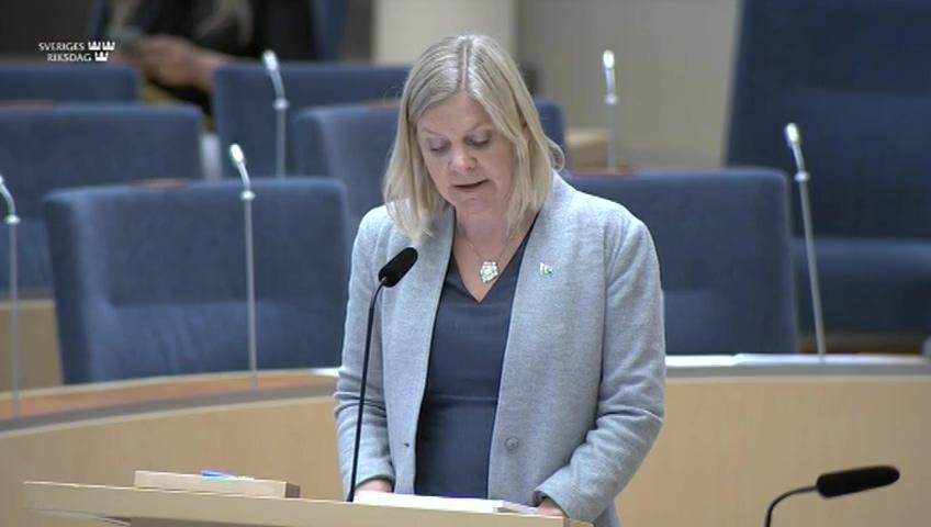 Stillbild från Interpellationsdebatt, Inbetalning av skatter man fått anstånd med