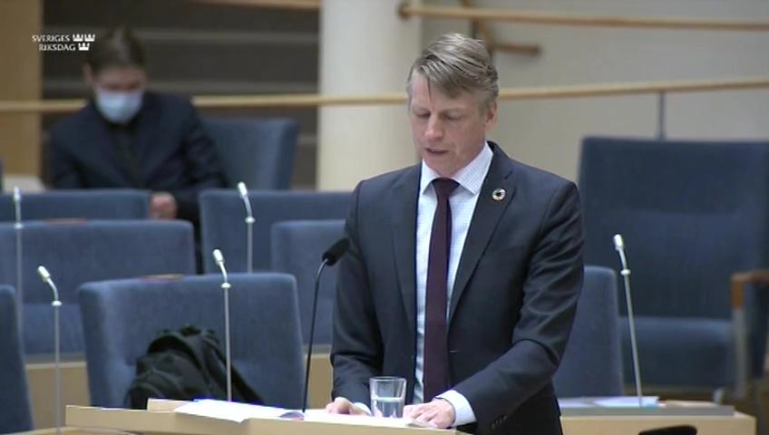 Stillbild från Interpellationsdebatt, Vindkraft och spridning av mikroplaster