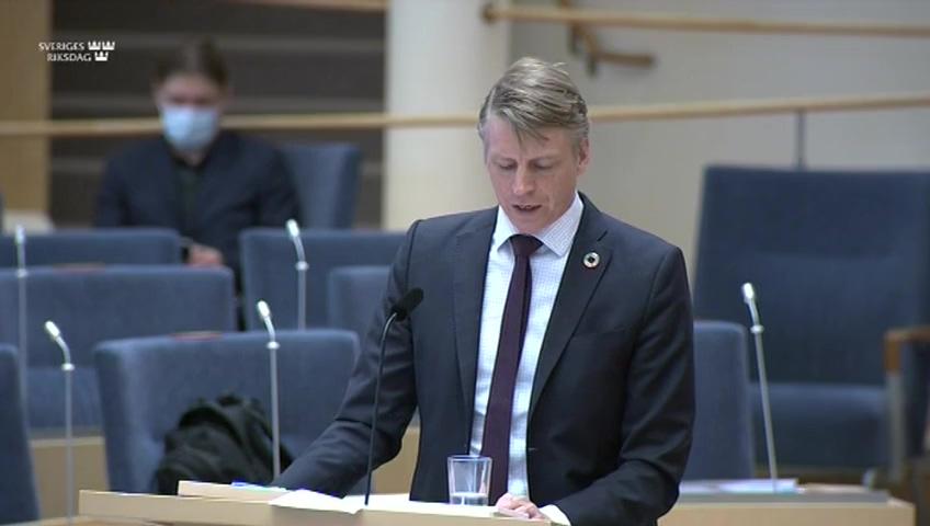Stillbild från Interpellationsdebatt, Vindkraftens påverkan på djurlivet