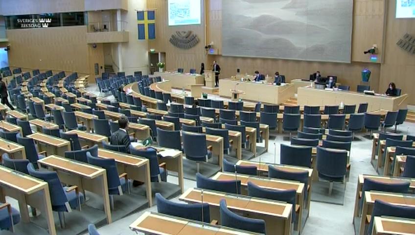 Stillbild från Debatt om förslag, Extra ändringsbudget för 2021 – Förlängda och förstärkta stöd vid korttidsarbete och omställningsstöd för företag med anledning av coronaviruset