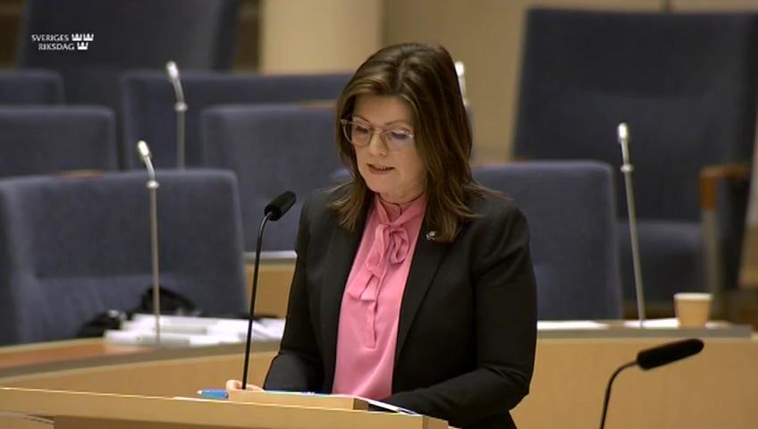 Stillbild från Interpellationsdebatt, Könsstereotypa föreställningar inom Arbetsförmedlingen 