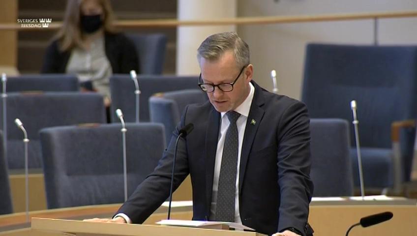 Stillbild från Interpellationsdebatt, Sms-utskick med anledning av pandemin