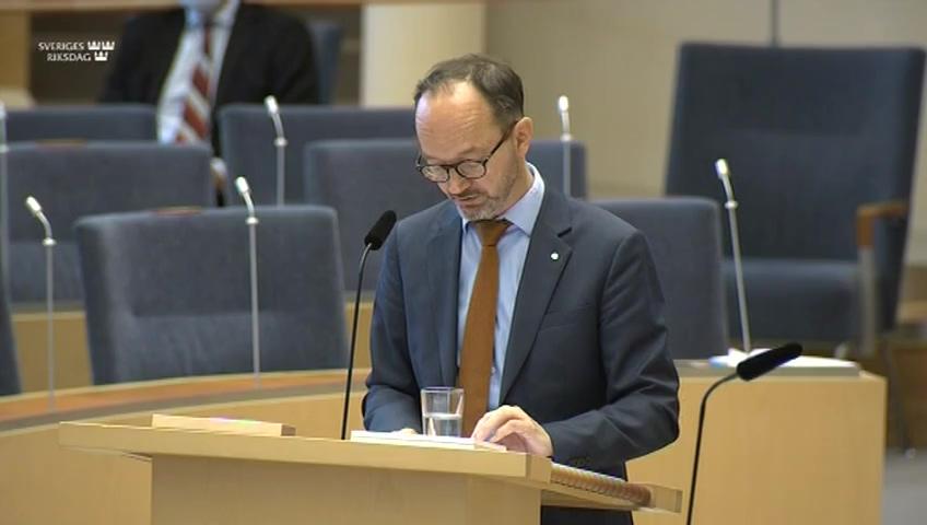 Stillbild från Interpellationsdebatt, Riksrevisionens rapport om besiktningsmarknaden
