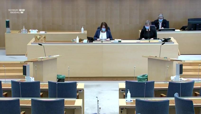 Stillbild från Interpellationsdebatt, Brottslighet som drabbar näringslivet