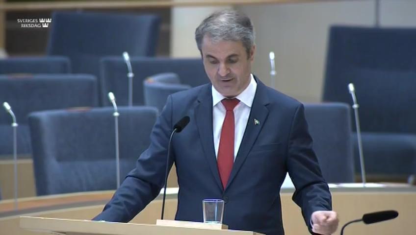 Stillbild från Interpellationsdebatt, Marknadshandlarnas situation och pandemilagstiftningen