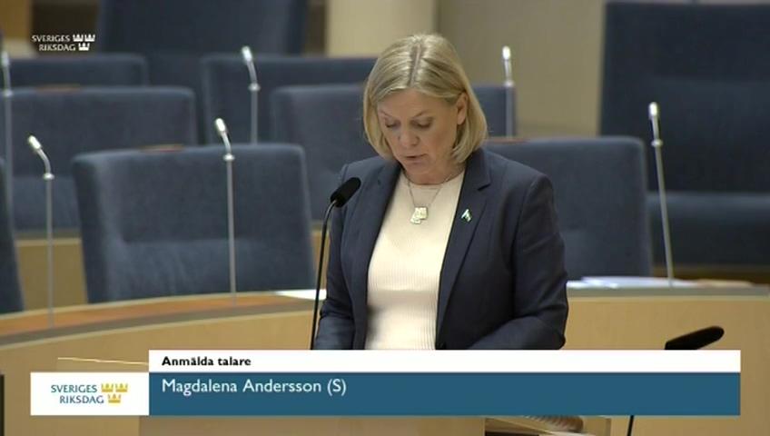 Stillbild från Interpellationsdebatt, Förändringar i omställningsstödet