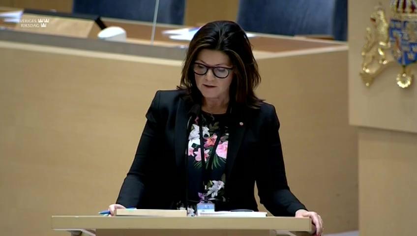 Stillbild från Interpellationsdebatt, Arbetslöshetsmålet