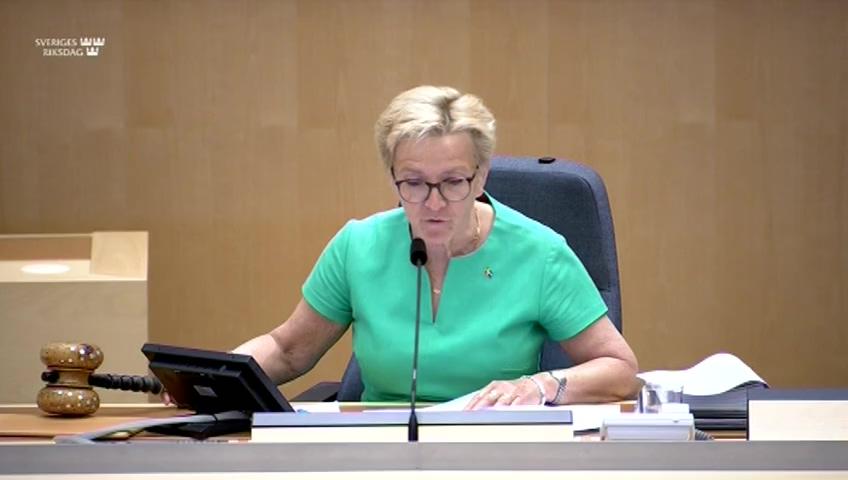 Stillbild från Debatt om förslag, Stärkt sekretesskydd för hotade personer och snabbare handläggning av vissa hyrestvister