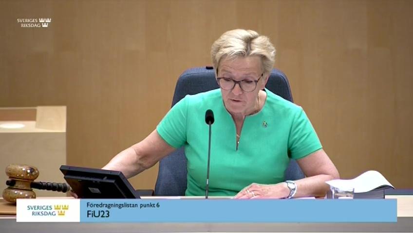 Stillbild från Debatt om förslag, Riksbankens förvaltning 2019