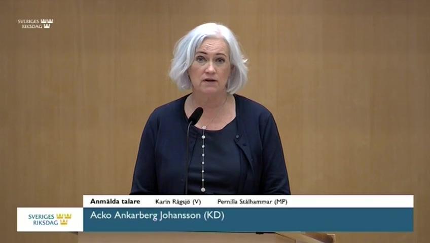 Stillbild från Debatt om förslag, En ny lag om tillfälliga smittskyddsåtgärder på serveringsställen