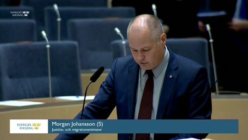 Stillbild från Interpellationsdebatt, Svensk vapenexport till Jemen