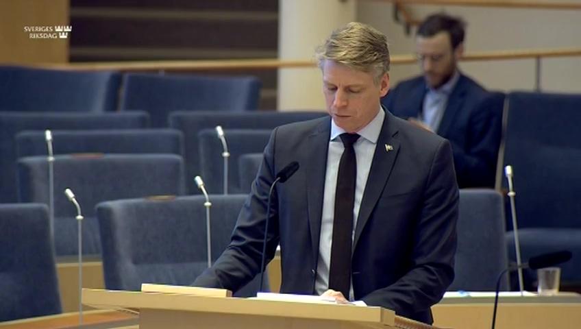 Stillbild från Interpellationsdebatt, Bostadskris till följd av coronakrisen