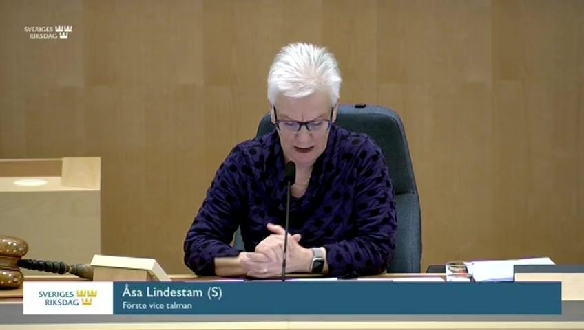 Stillbild från Debatt om förslag, Särskilt förordnande inom hälso- och sjukvården