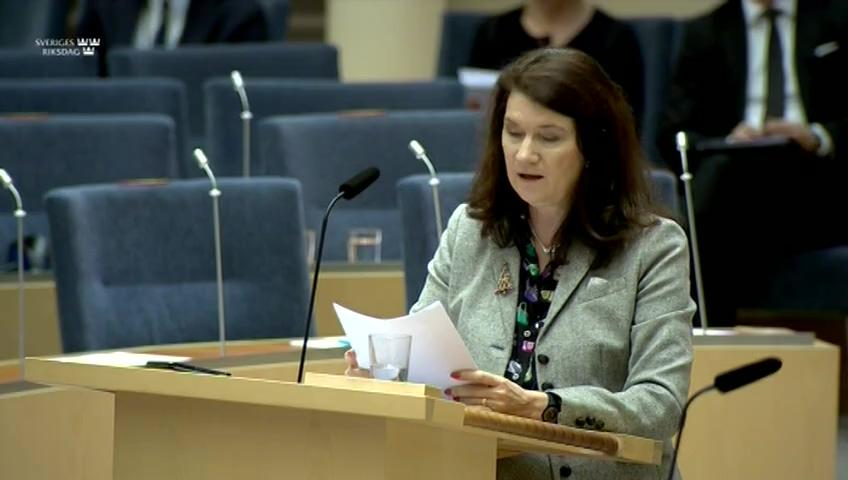 Stillbild från Interpellationsdebatt, Fördömande av Israels brott mot internationell rätt