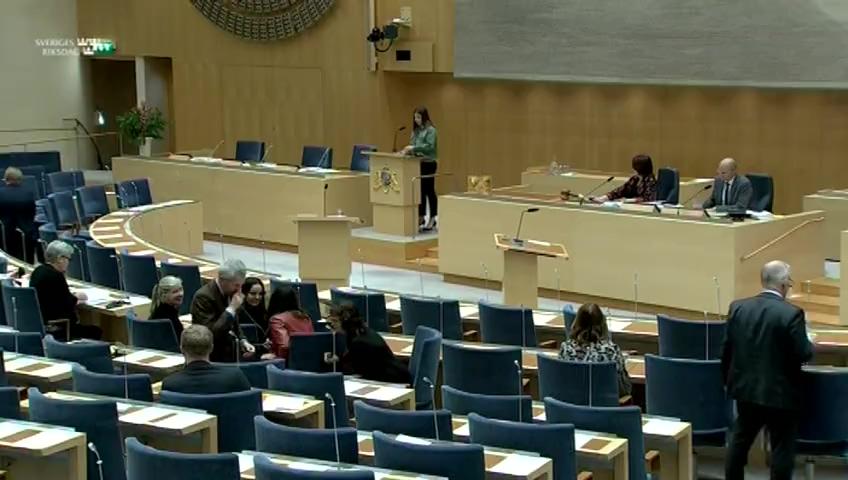 Stillbild från Debatt om förslag, Utgiftsområde 20 Allmän miljö- och naturvård