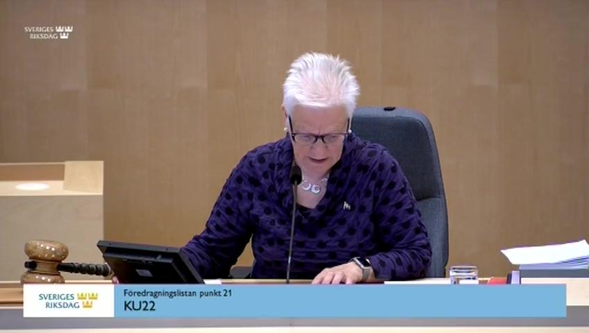 Stillbild från Debatt om förslag, Verksamhetsredogörelser för riksdagens nämnder