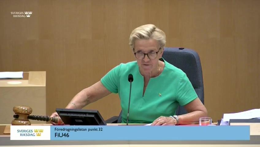 Stillbild från Debatt om förslag, Riksrevisionens rapport om Svenska skeppshypotekskassan