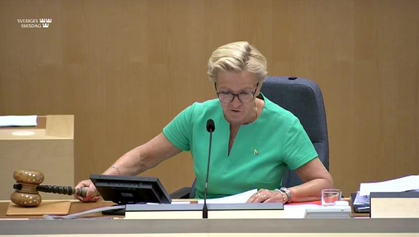 Stillbild från Debatt om förslag, Riksrevisionens rapport om tillämpningen av det finanspolitiska ramverket 2019