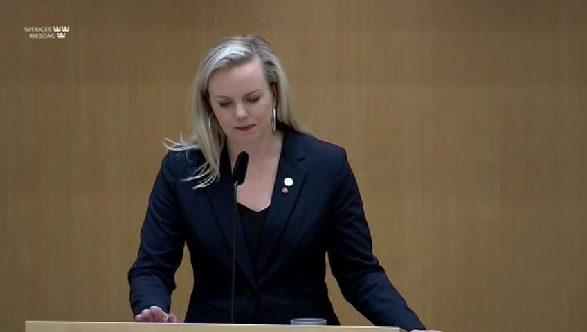 Stillbild från Debatt om förslag, Straffrättsliga åtgärder mot utnyttjande av barn genom köp av sexuell handling