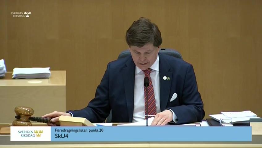 Stillbild från Debatt om förslag, Ändrade mervärdesskatteregler vid gränsöverskridande handel mellan företag