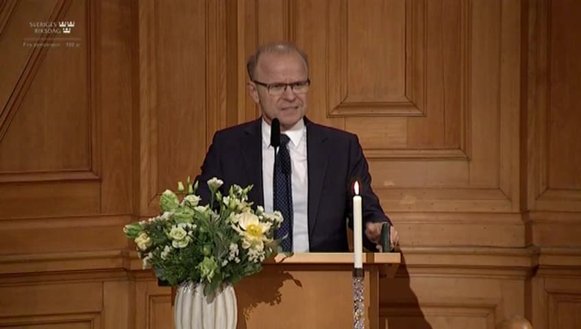 Stillbild från Öppet seminarium, Ceremoni med anledning av Förintelsens minnesdag