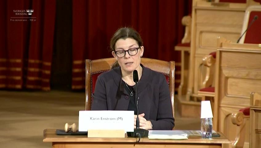 Stillbild från Öppen utfrågning, KU-utfrågning med Maja Fjaestad, statssekreterare vid Socialdepartementet