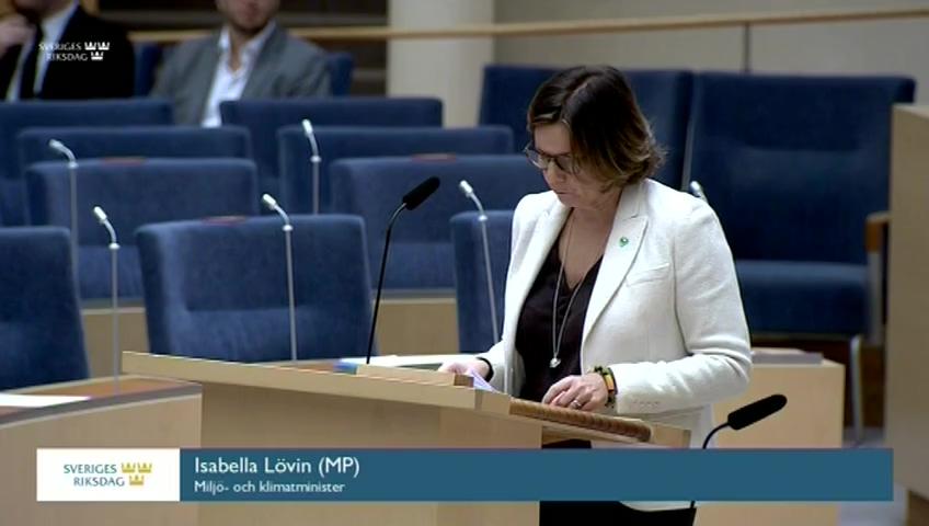 Stillbild från Interpellationsdebatt, Den svenska positionen inför klimattoppmötet COP 25