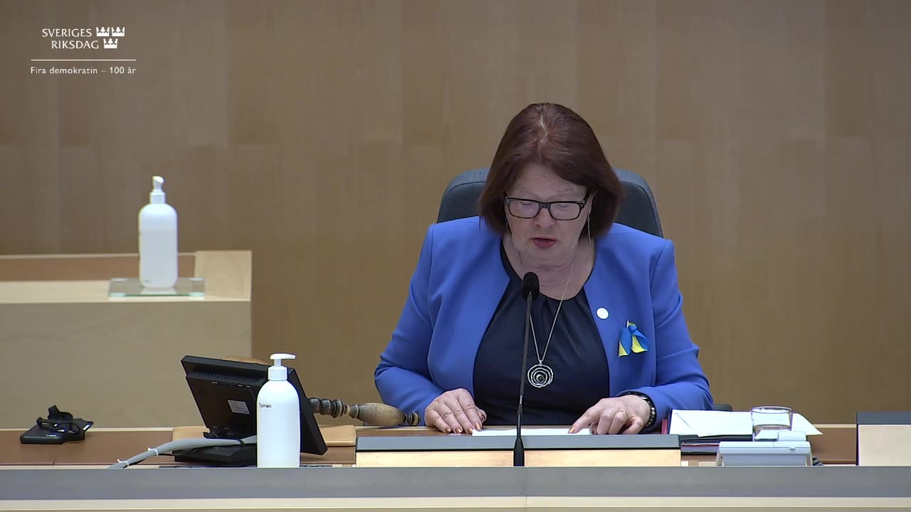 Stillbild från Debatt med anledning av vårpropositionen, Debatt med anledning av vårpropositionens avlämnande