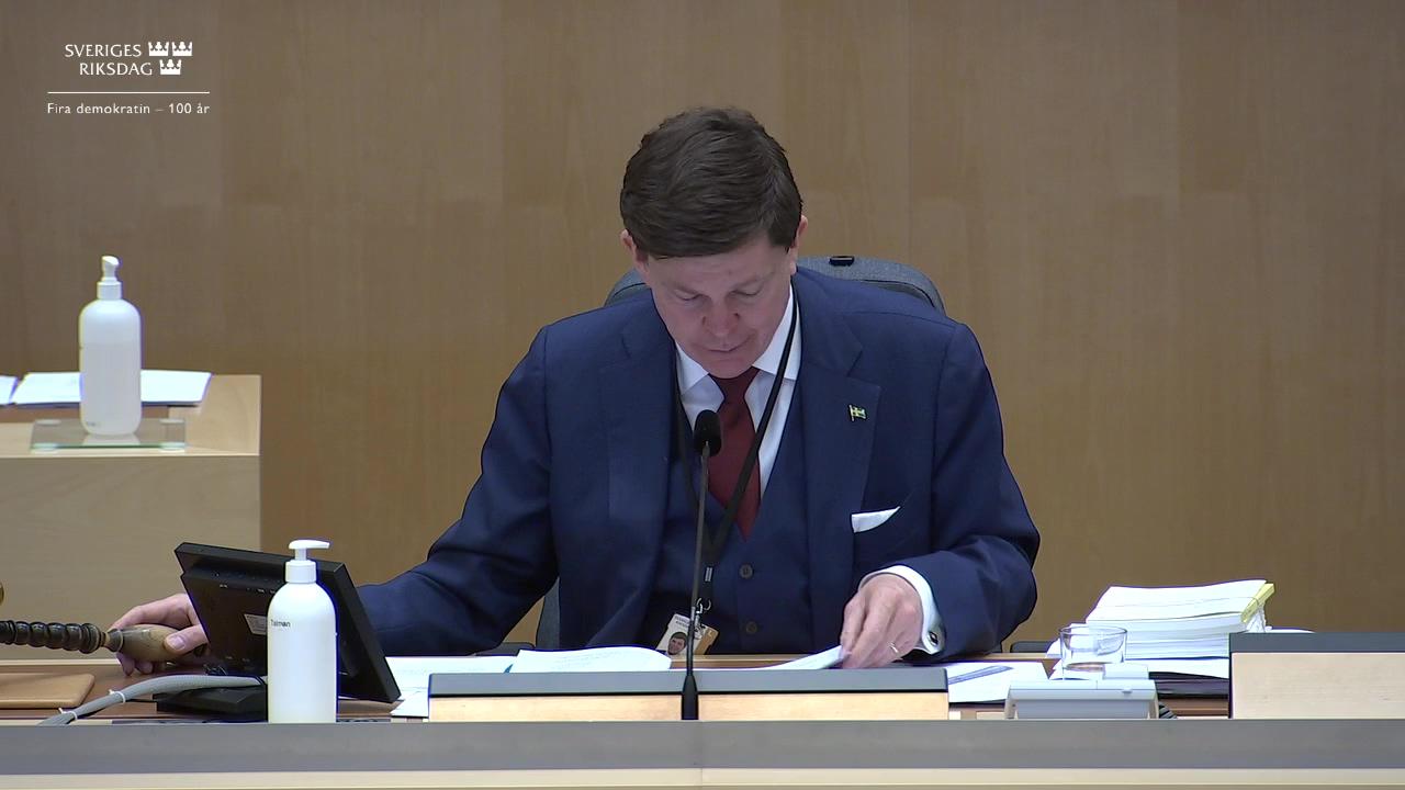 Stillbild från Debatt om förslag, Omhändertagande och återkallelse av förarbevis för vattenskoter